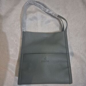 Blue Vegan Leather Messenger Bag